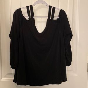Torrid double strap cold shoulder top. Black. 1X. NWT